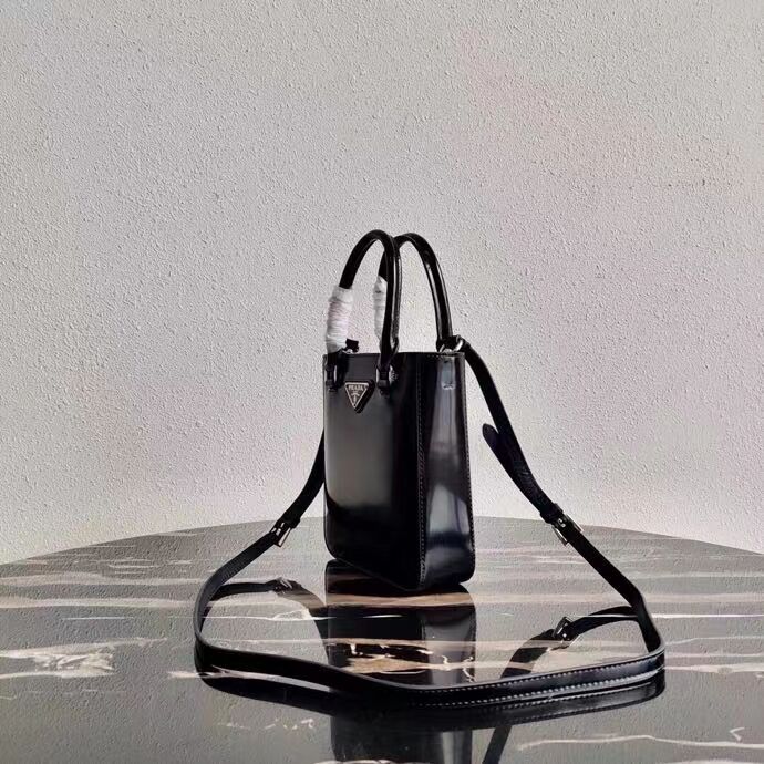 Prada Small brushed leather tote 1AD331 black