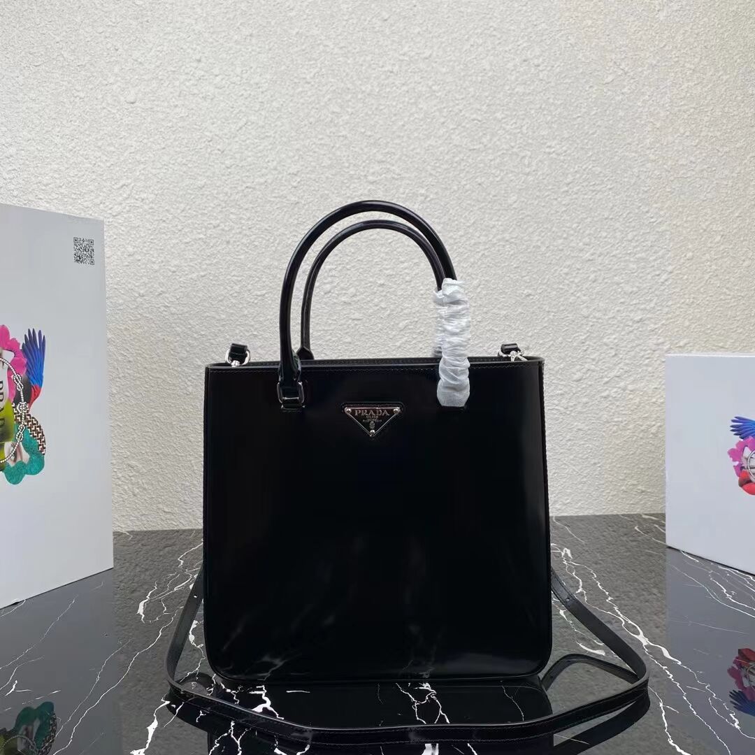 Prada brushed leather tote 1BA330 black