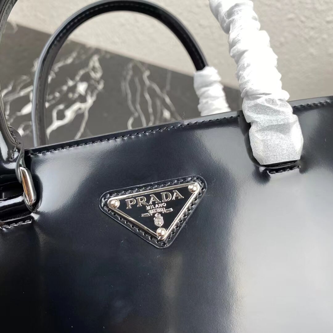 Prada brushed leather tote 1BA330 black