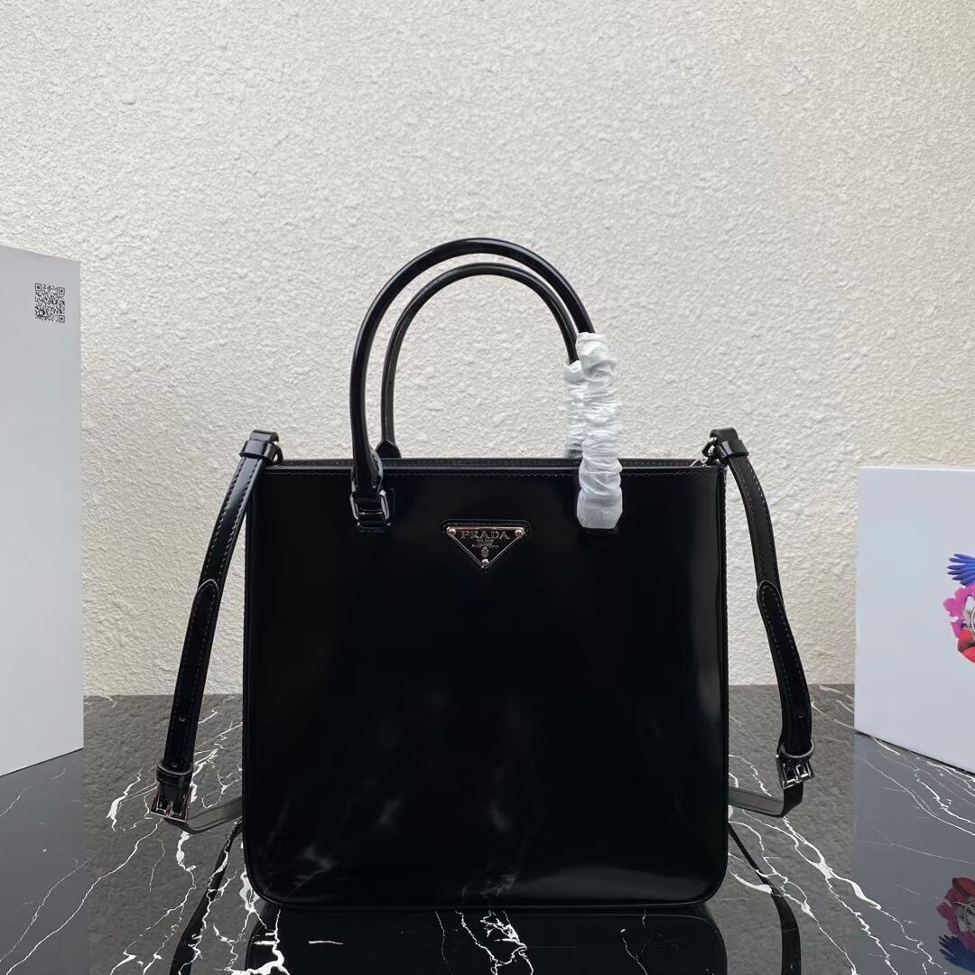 Prada brushed leather tote 1AD330 black