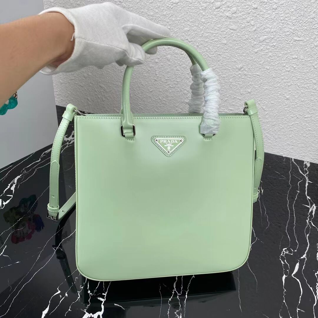 Prada brushed leather tote 1BA330 light green