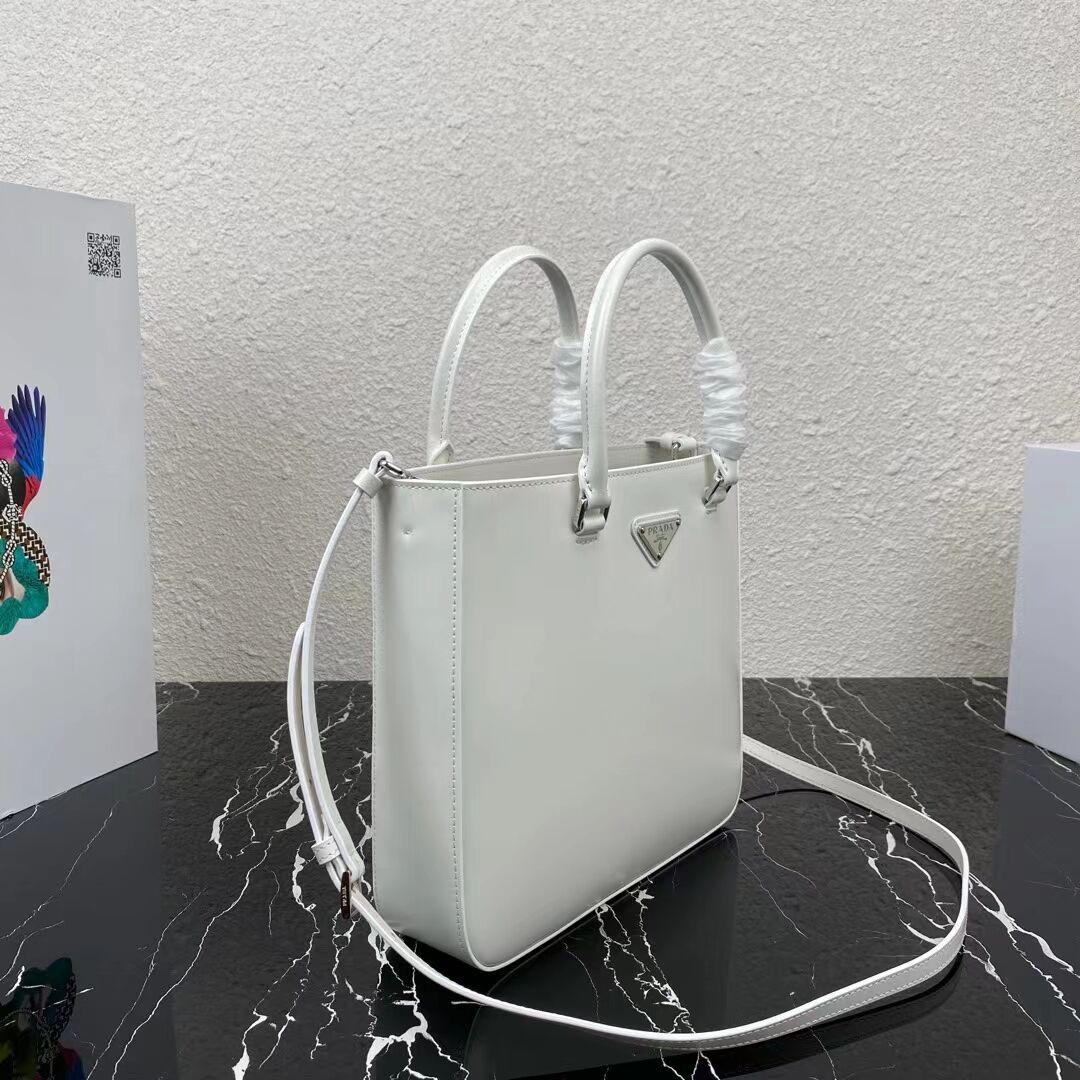 Prada brushed leather tote 1AD330 white