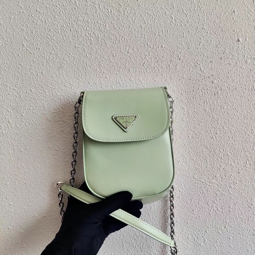 Prada Brushed leather mini-bag 1BH185 light green