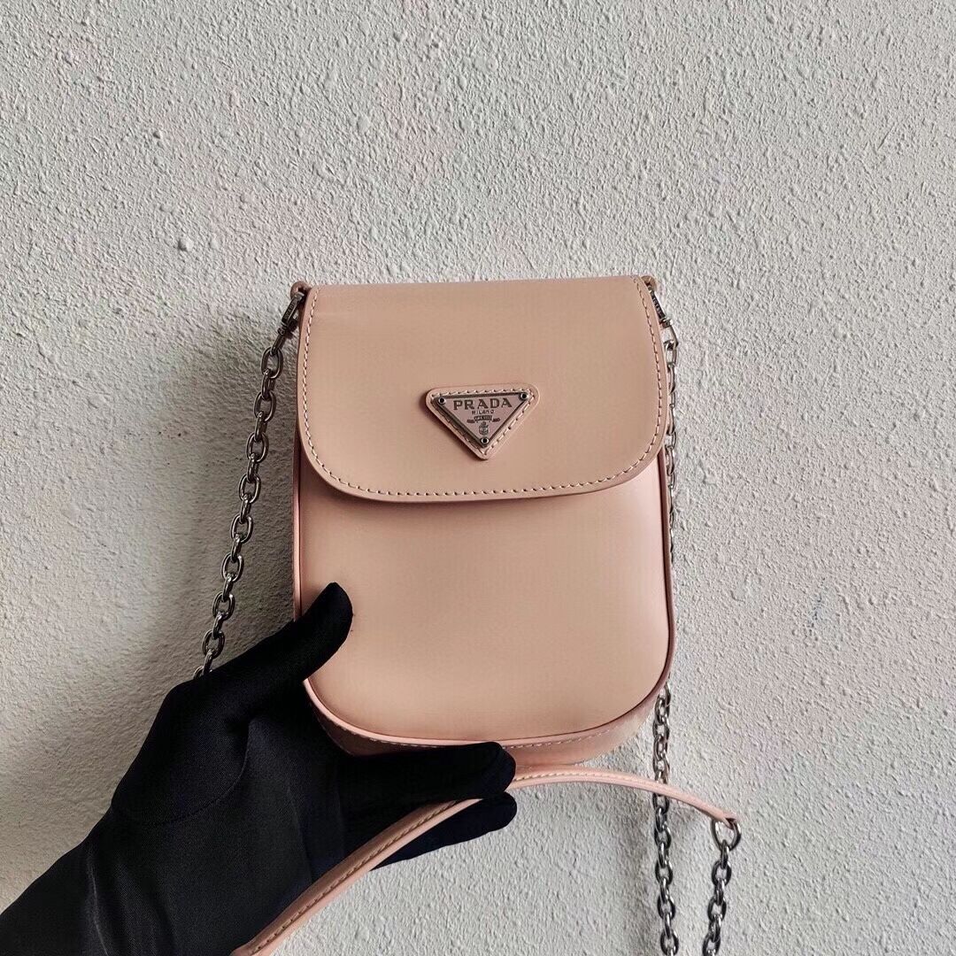 Prada Brushed leather mini-bag 1BH185 light pink