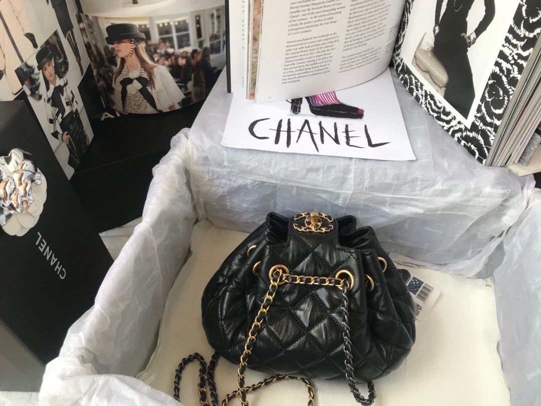 CHANEL Original Leather Rope Bag AS1802 Black