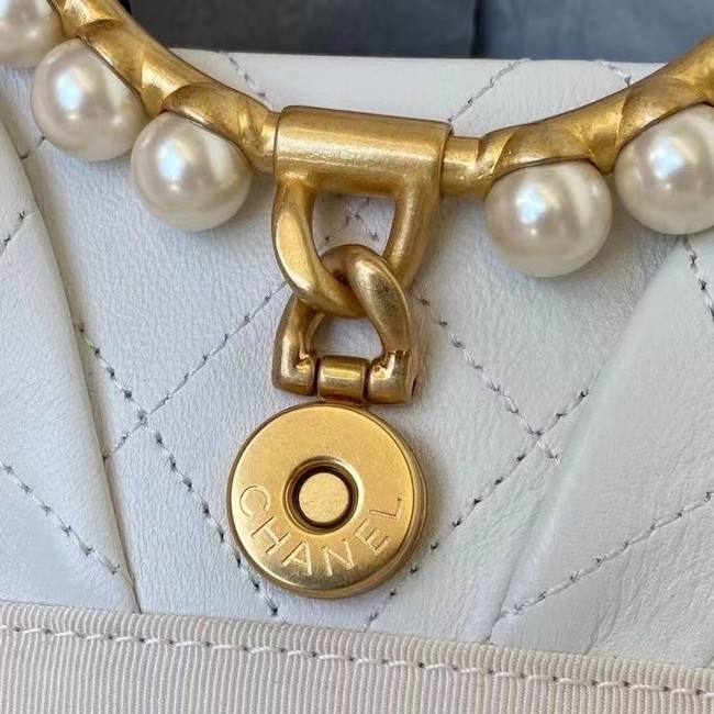 CHANEL Top Handle Leather Bag AS2609 White