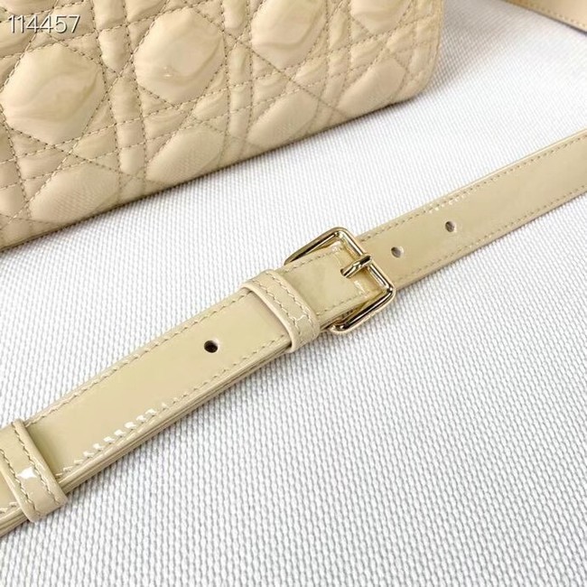 MEDIUM LADY DIOR BAG Beige Patent Cannage Calfskin M0565OW