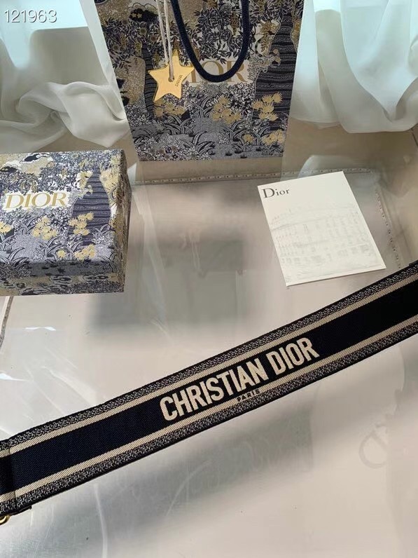 CHRISTIAN DIOR BELT Blue and Cream CHRISTIAN DIOR Embroidered Canvas 50 mm B0003CB