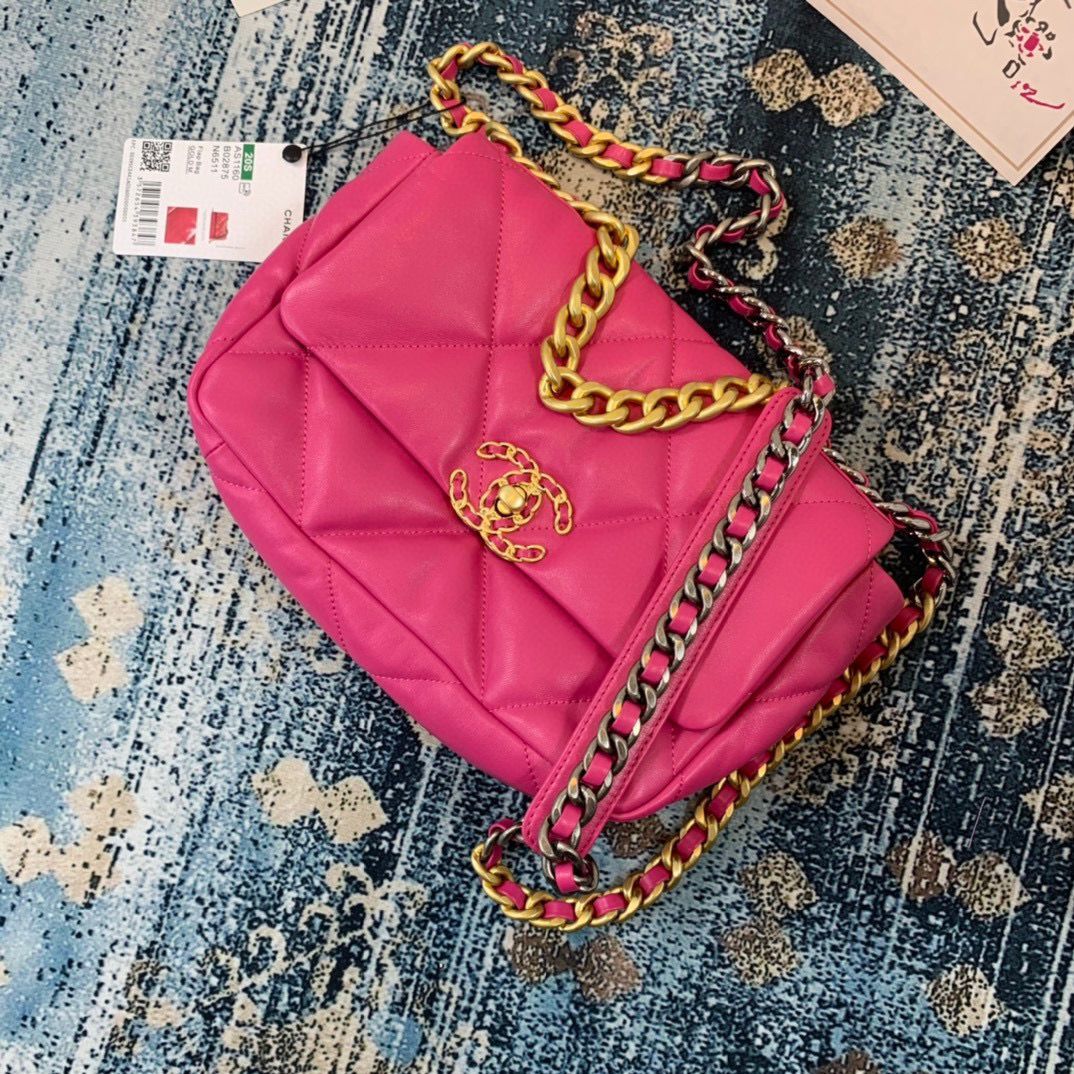 CHANEL 19 Flap Canvas Bag AS1160 AS1161 AS1162 Rosa