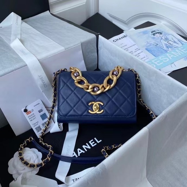 Chanel Flap Shoulder Bag Original leather AS2638 blue