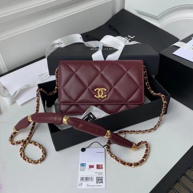 Chanel Flap Shoulder Bag mini Original leather AS2755 Wine