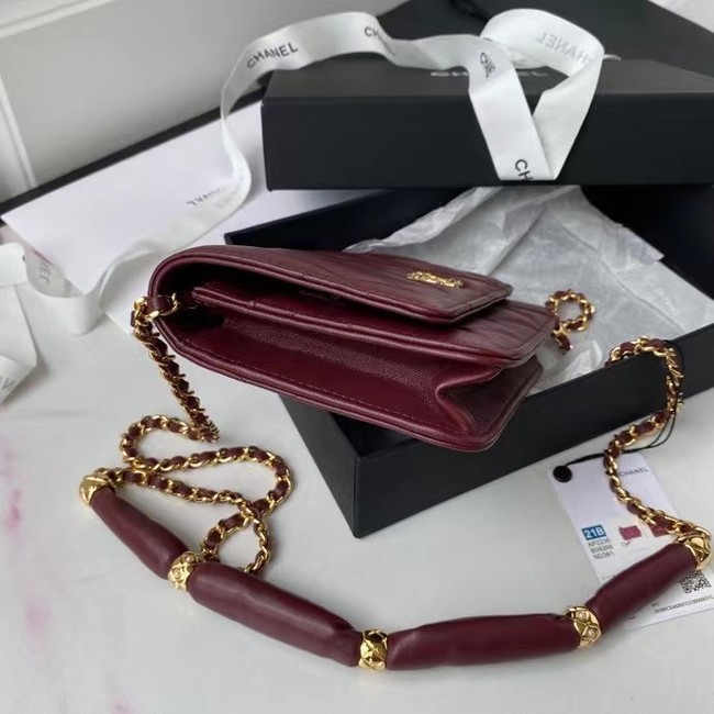 Chanel Flap Shoulder Bag mini Original leather AS2755 Wine