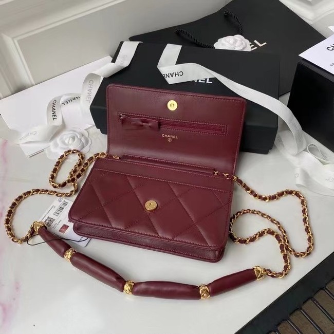 Chanel Flap Shoulder Bag mini Original leather AS2755 Wine