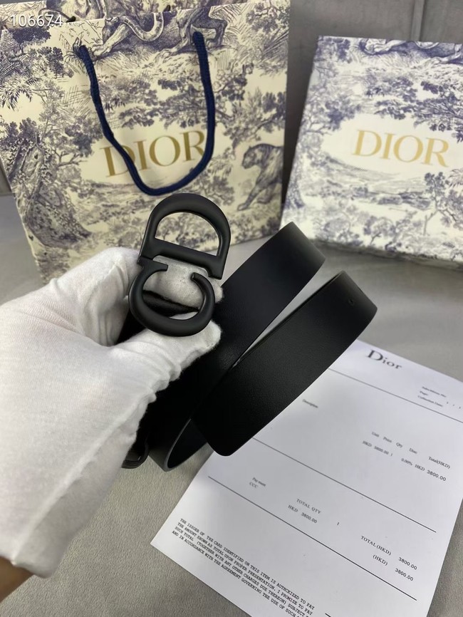 DIOR-ID BELT Raspberry Smooth Calfskin 30 MM B0110UM black