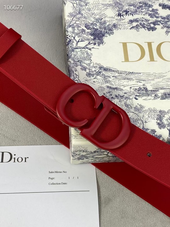 DIOR-ID BELT Raspberry Smooth Calfskin 30 MM B0110UM red