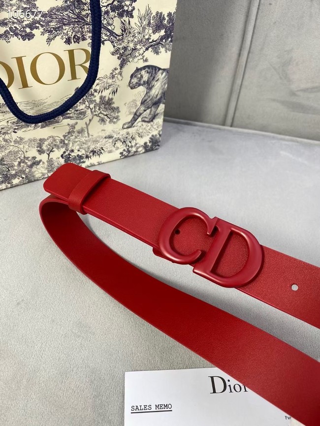 DIOR-ID BELT Raspberry Smooth Calfskin 30 MM B0110UM red