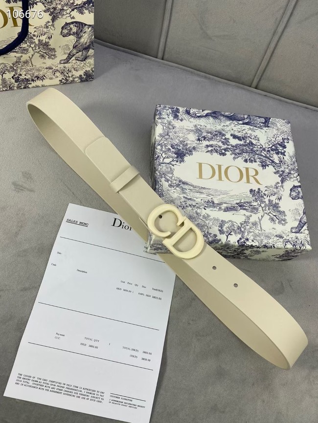 DIOR-ID BELT Raspberry Smooth Calfskin 30 MM B0110UM white