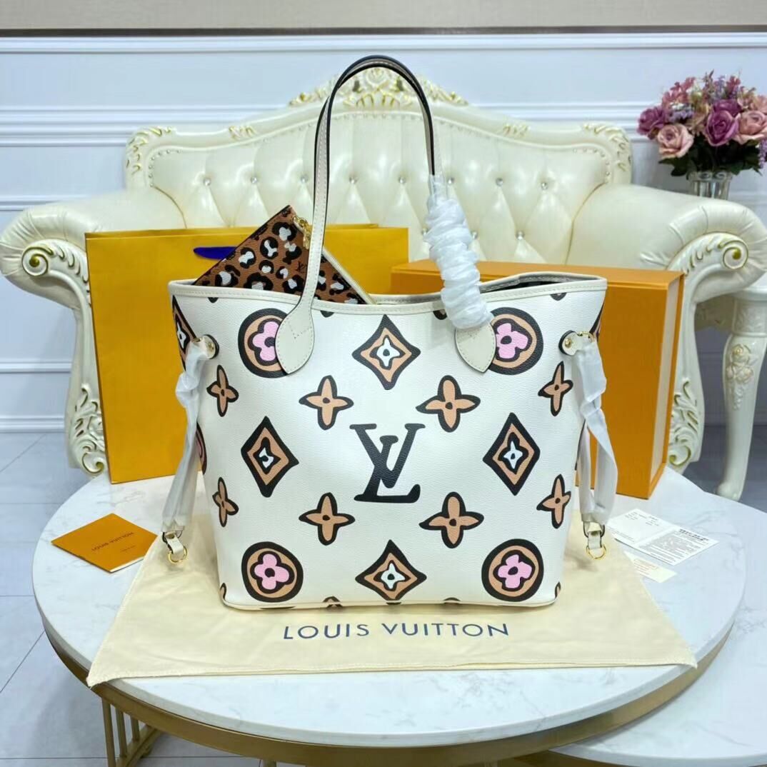 Louis Vuitton Monogram Canvas Neverfull MM M45818 White