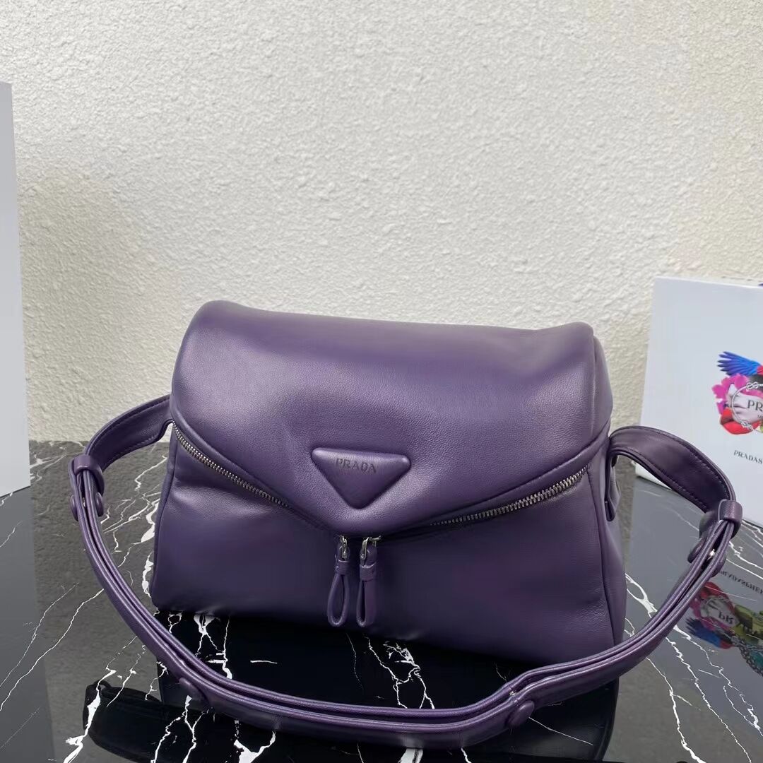 Padded nappa leather Prada Signaux bag 1BC165 violet