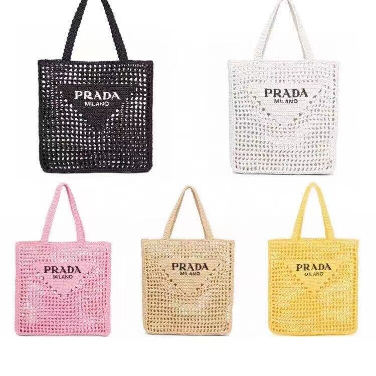 Prada Raffia tote bag 1CH393 Biscuits