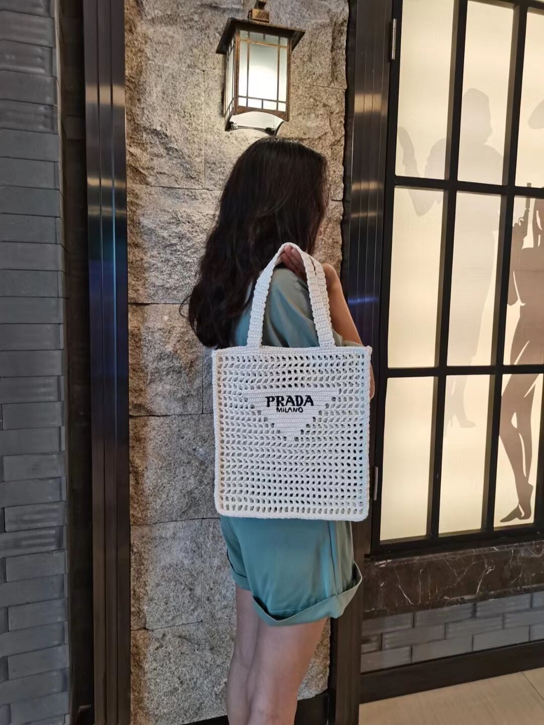 Prada Raffia tote bag 1CH393 white