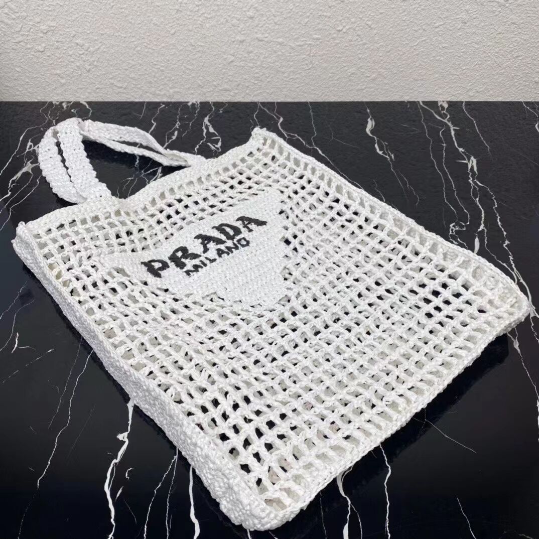 Prada Raffia tote bag 1CH393 white