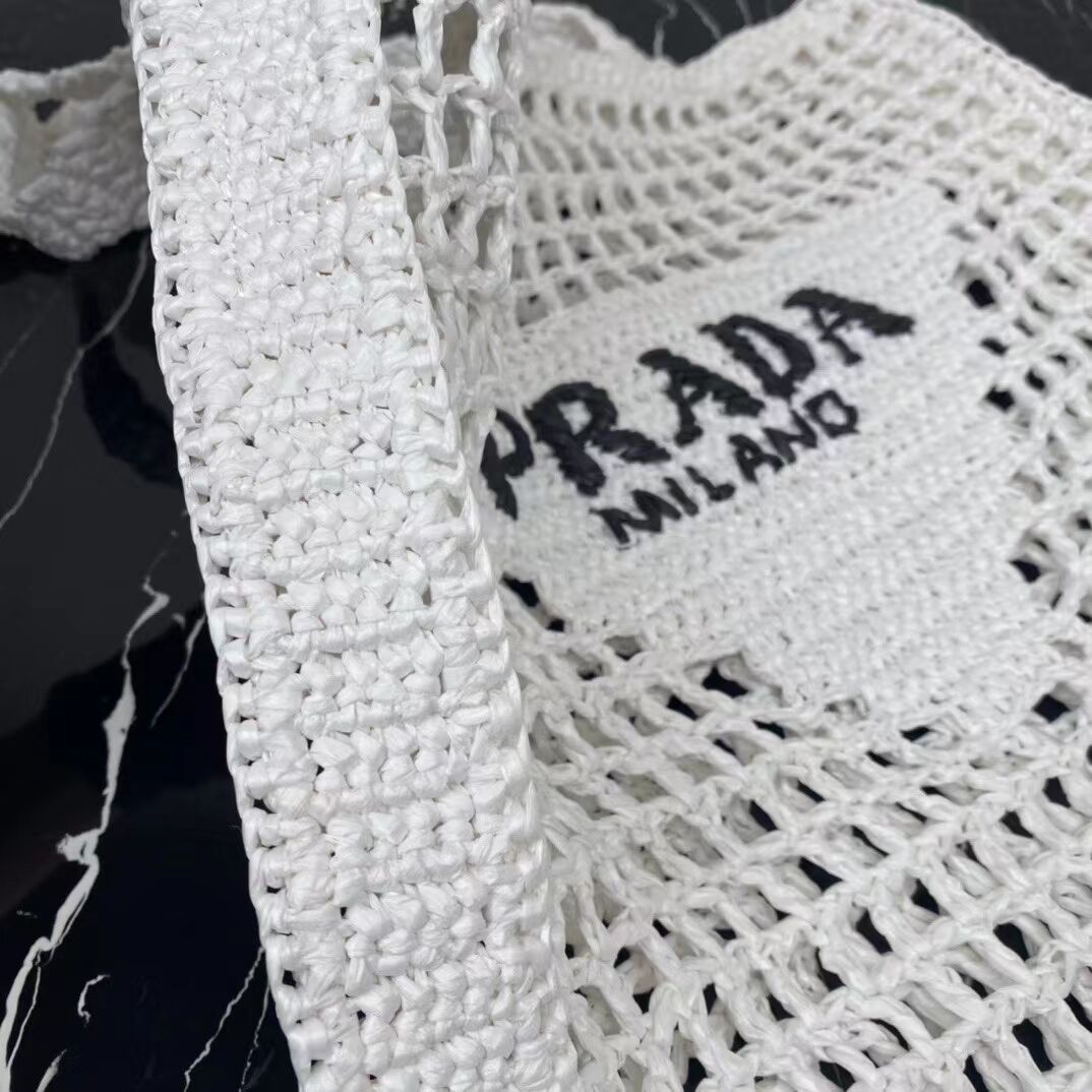 Prada Raffia tote bag 1CH393 white