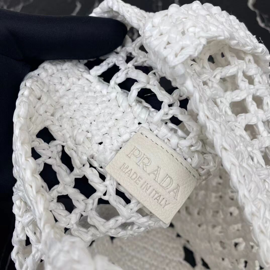 Prada Raffia tote bag 1CH393 white