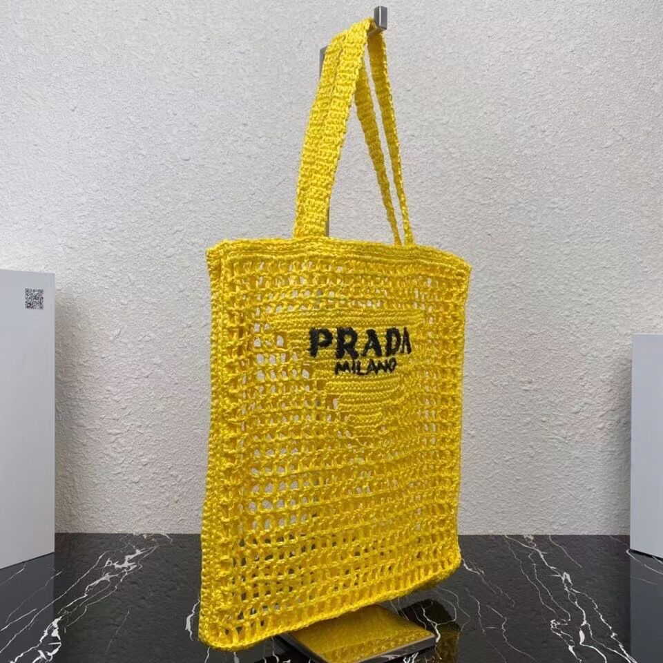 Prada Raffia tote bag 1CH393 yellow