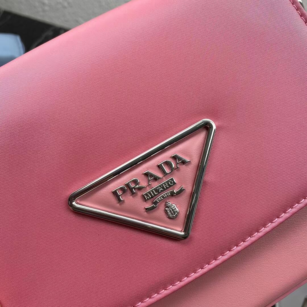 Prada Small brushed leather shoulder bag 1BA263 pink