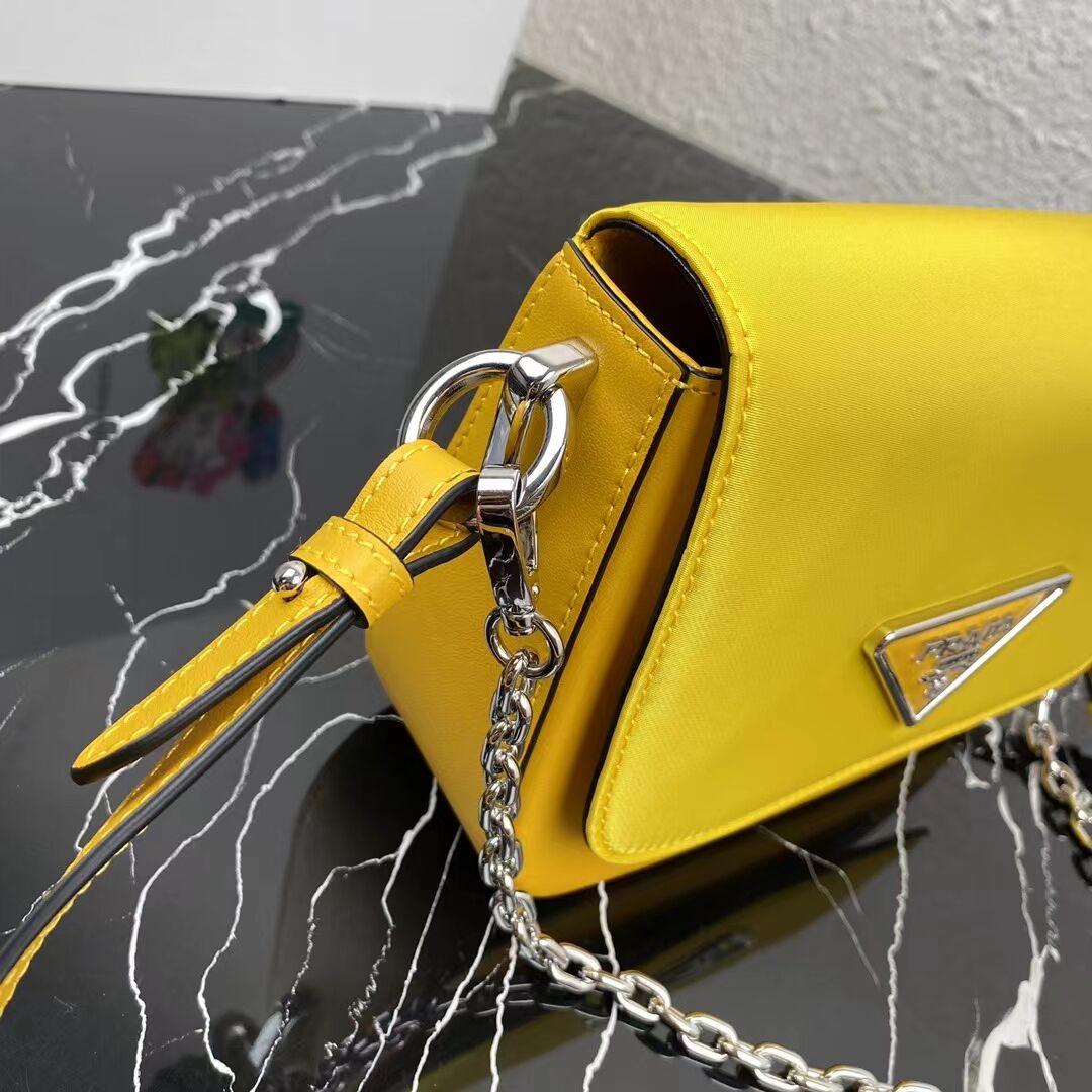 Prada Small brushed leather shoulder bag 1BA263 yellow