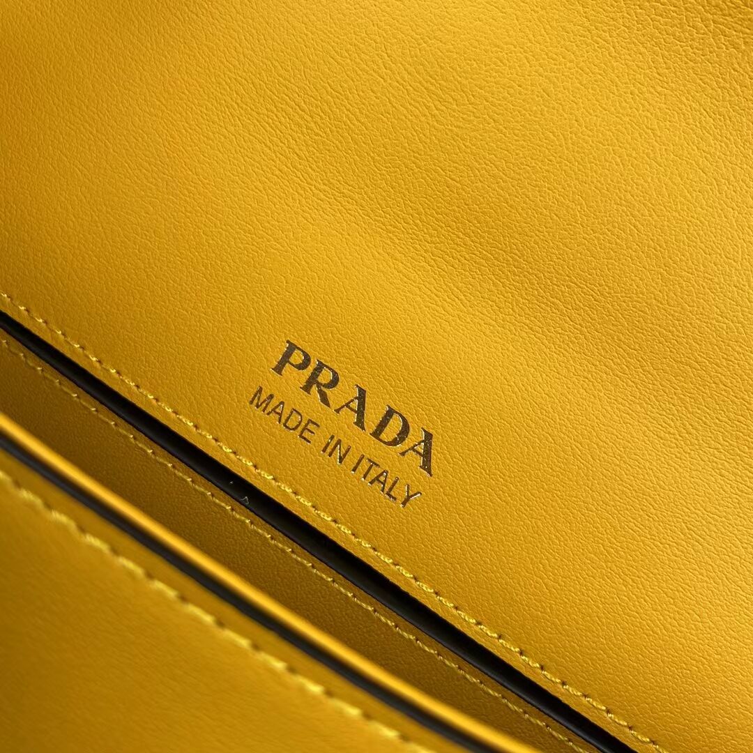 Prada Small brushed leather shoulder bag 1BA263 yellow