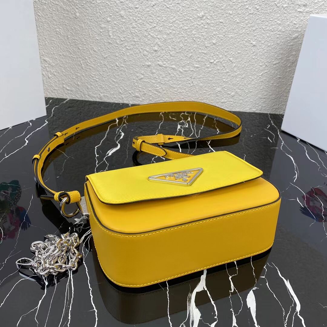 Prada Small brushed leather shoulder bag 1BA263 yellow