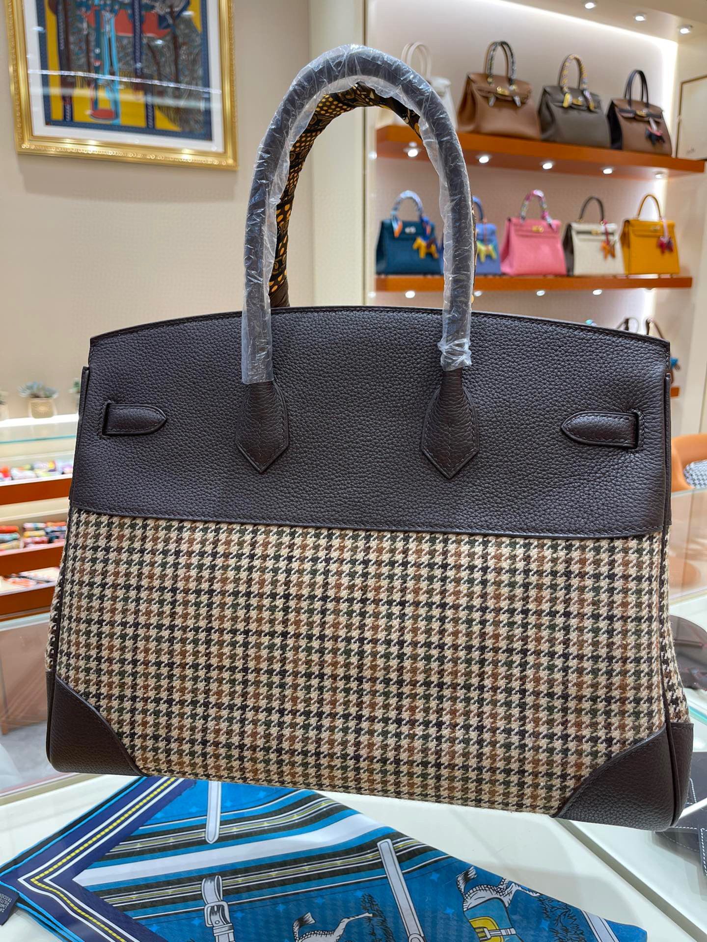 Hermes Birkin Bag Original Leather 35CM 17888 Houndstooth Black