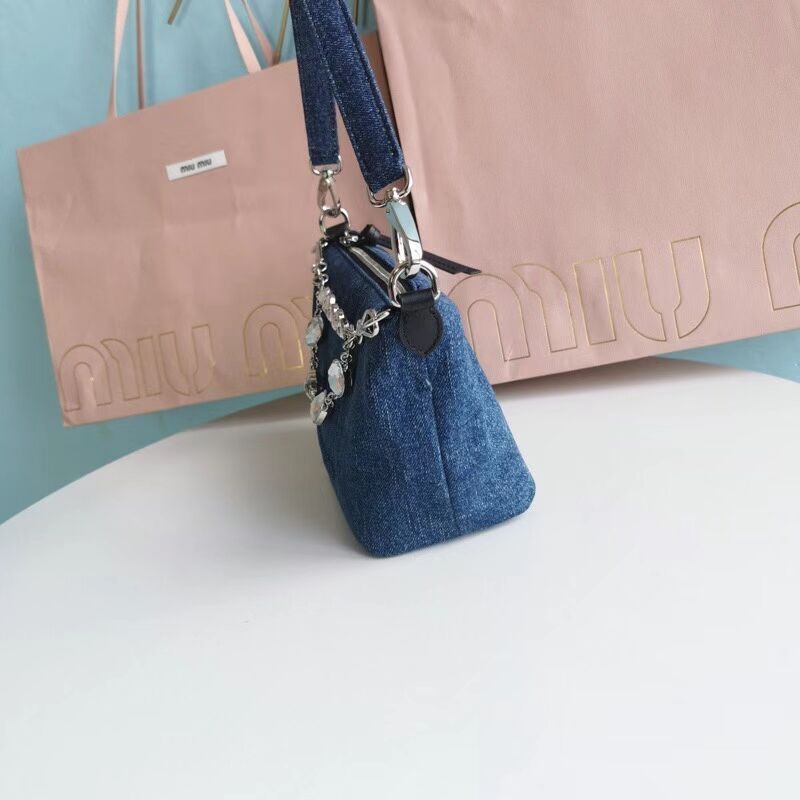 miu miu Denim Shoulder Bag 5NB841-1 blue