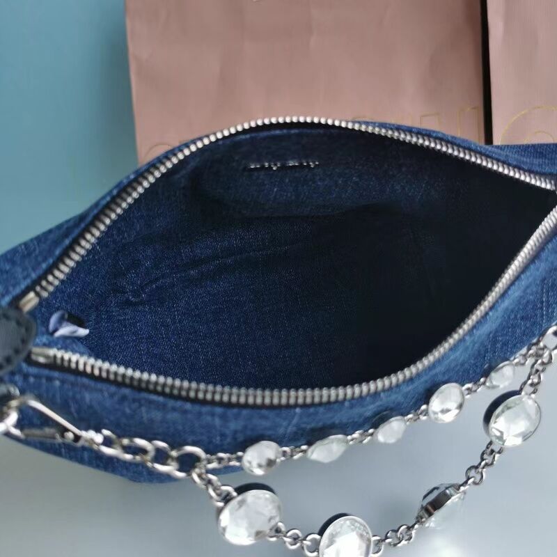 miu miu Denim Shoulder Bag 5NB841-1 blue