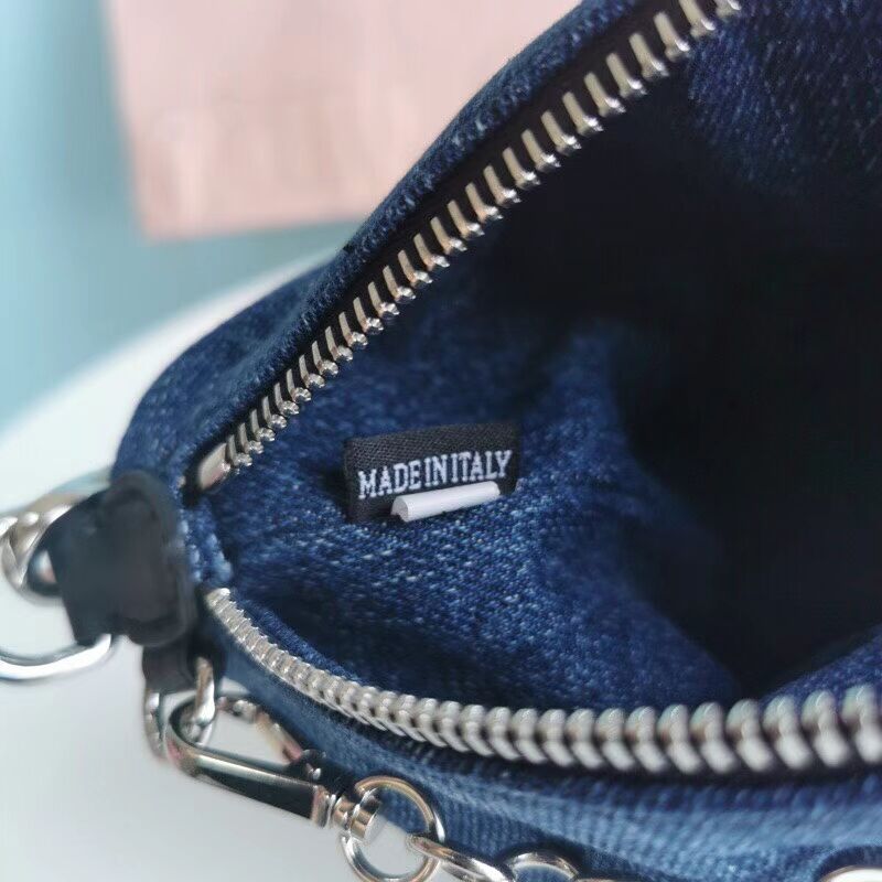 miu miu Denim Shoulder Bag 5NB841-1 blue