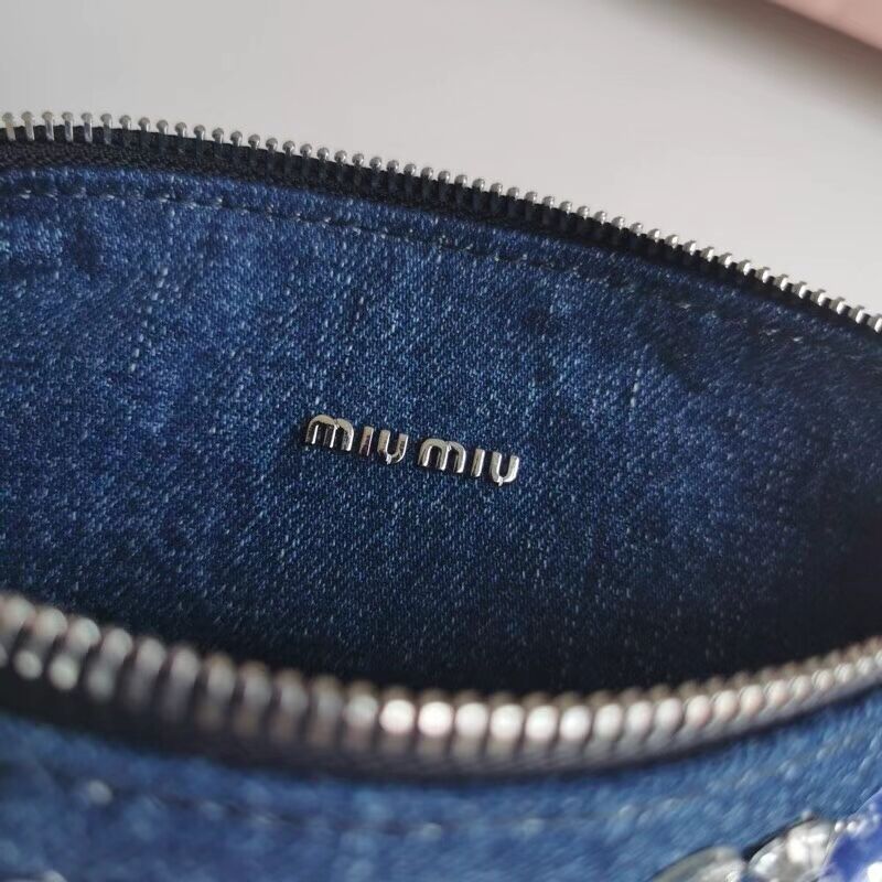 miu miu Denim Shoulder Bag 5NB841 blue