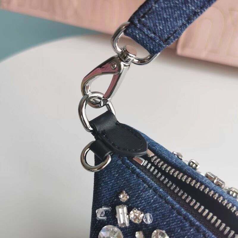 miu miu Denim Shoulder Bag 5NB841 blue