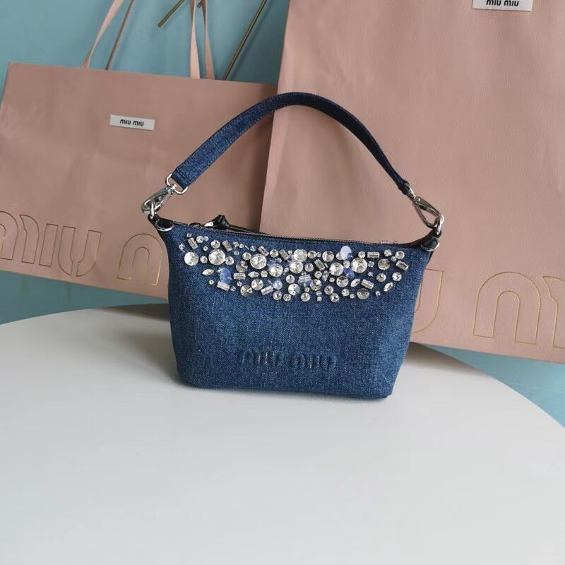 miu miu Denim Shoulder Bag 5NB841 blue