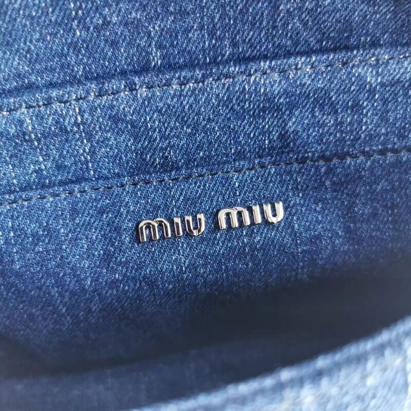 miu miu Denim Shoulder Bag 5ND223 blue