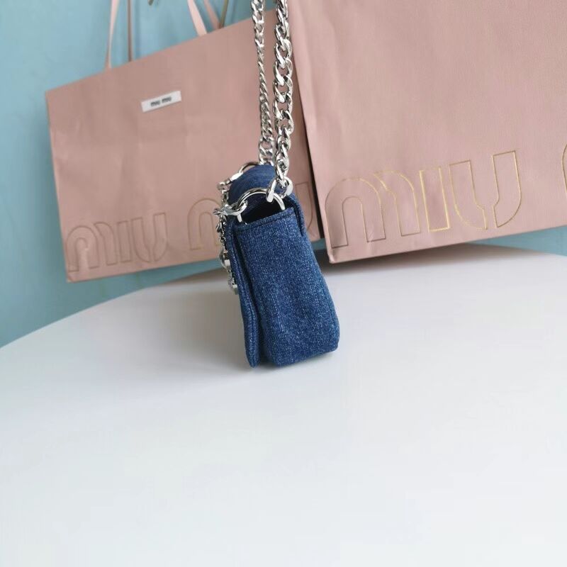 miu miu Denim Shoulder Bag 5ND223 blue