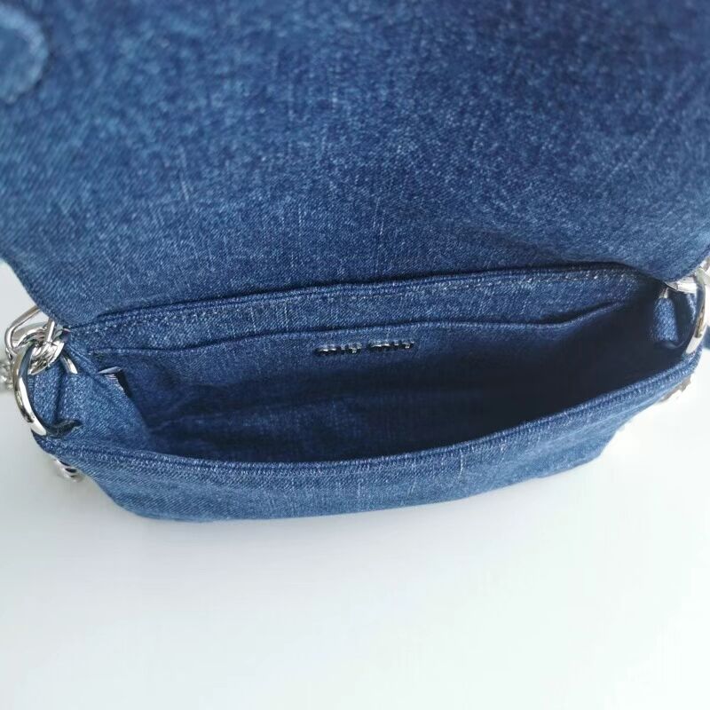 miu miu Denim Shoulder Bag 5ND223 blue