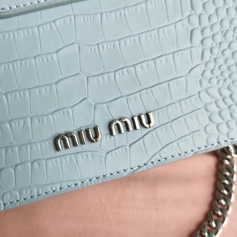 miu miu Matelasse Nappa Leather mini Shoulder Bag 5ED084 light blue