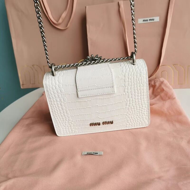 miu miu Matelasse Nappa Leather mini Shoulder Bag 5ED084 white