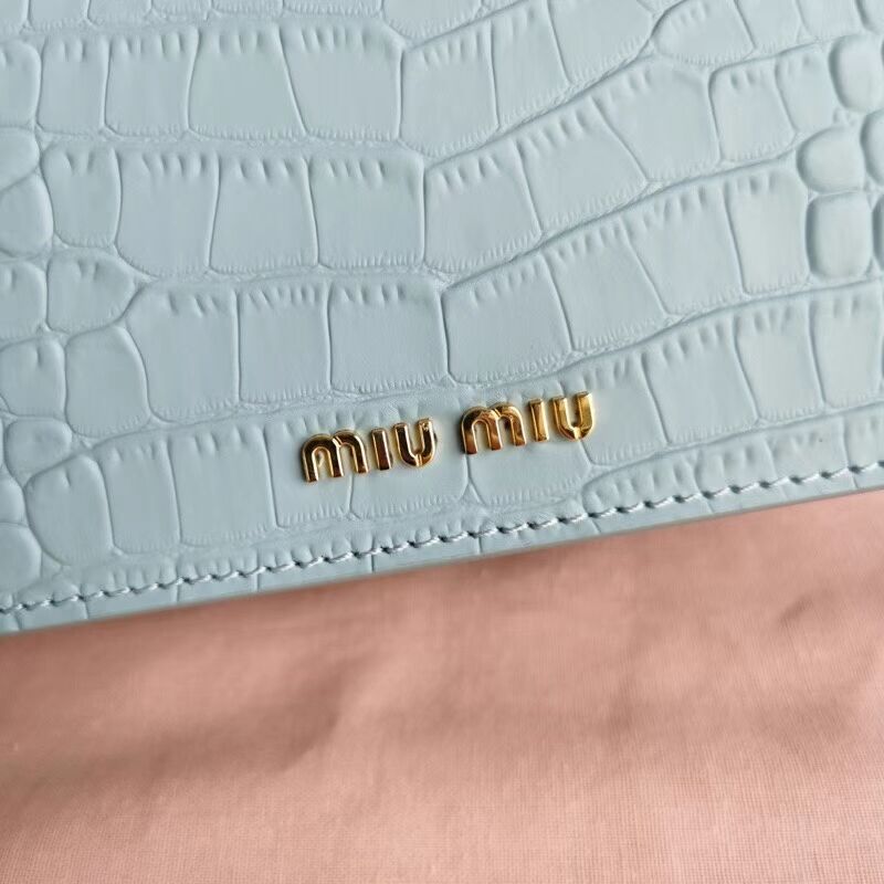 miu miu Matelasse Nappa Leather mini tote Bag 5EA196 light blue