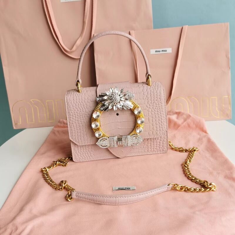 miu miu Matelasse Nappa Leather mini tote Bag 5EA196 pink