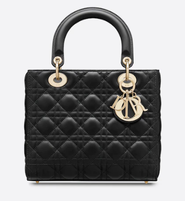 MEDIUM LADY DIOR BAG Black Cannage Lambskin M0565O