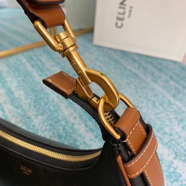 Celine MEDIUM STRAP AVA BAG IN SMOOTH CALFSKIN 196923 BLACK & TAN