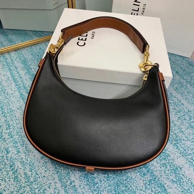 Celine MEDIUM STRAP AVA BAG IN SMOOTH CALFSKIN 196923 BLACK & TAN